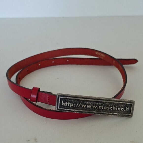 Accessories - MOSCHINO Jeans | Leather Belt Skinny Red